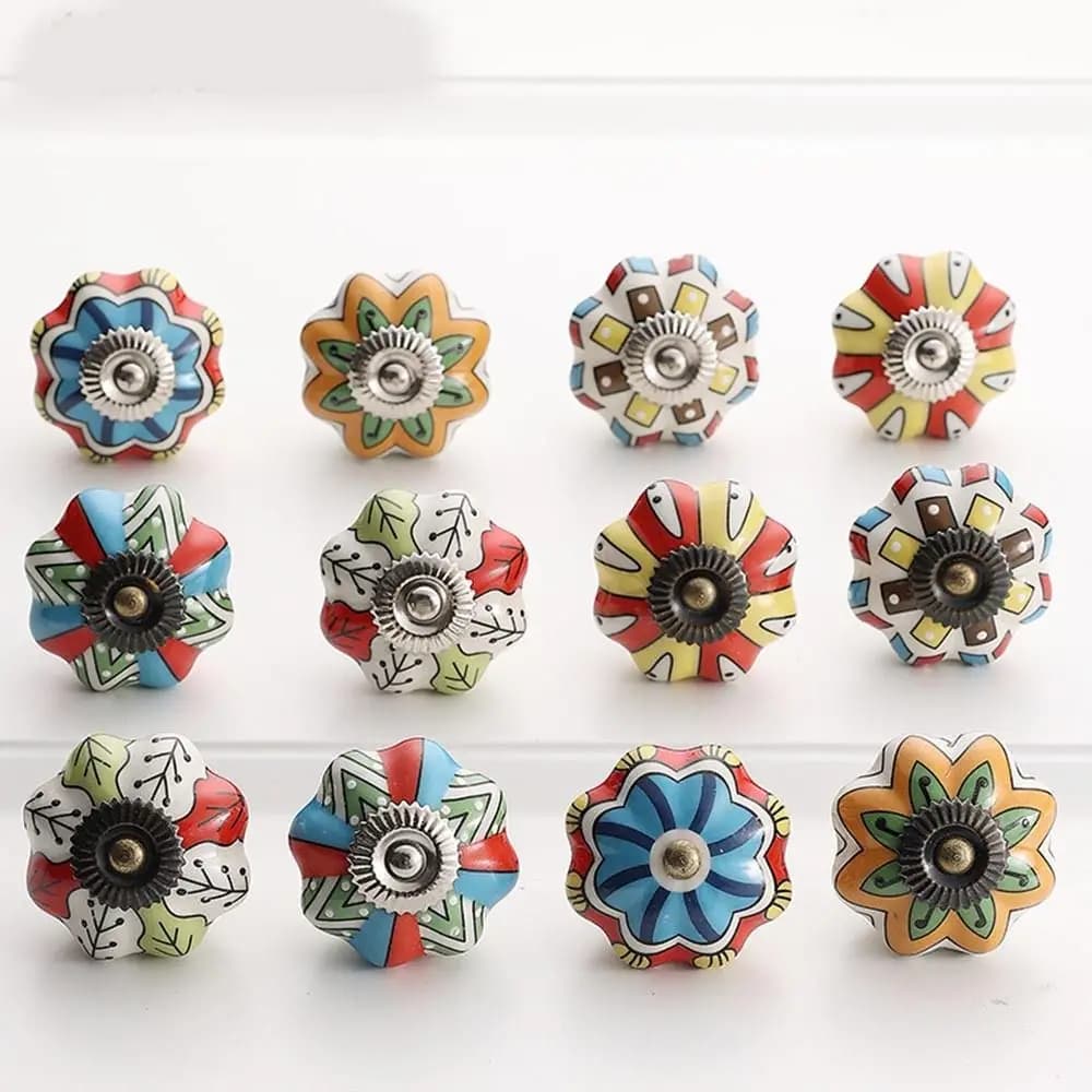 Maniglia a forma di zucca in ceramica a foro singolo retrò Manopola rotonda vintage per armadio vintage Manopole per cassetti creative in stile europeo da cucina