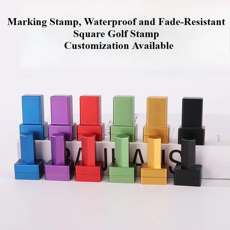 Timbro per pallina da golf in metallo quadrato personalizzato Design con motivo logo personalizzato per marcatura di documenti per studenti insegnanti