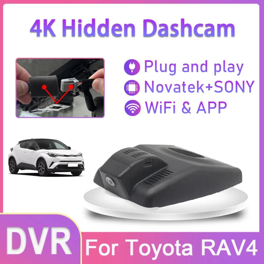 New! Plug and play Car DVR WIFI Video Recorder Dash Cam Original Photo Card For Toyota RAV4 GX Deluxe 2022 2023 4K UHD 2160P DashCam