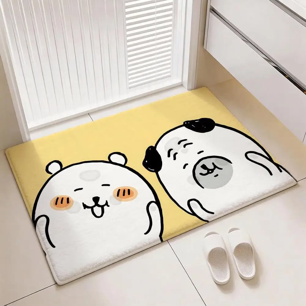 Adorabile tappetino per pavimento con personaggio orso N-Nagano Bears, tappetino per porta in flanella morbida e ispessita, tappeto antiscivolo per soggiorno, decorazione per la casa