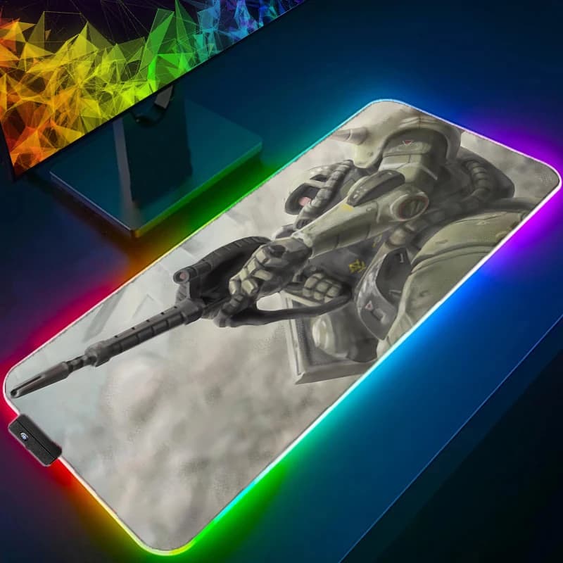 Tappetino Mouse Gaming RGB Grande Anime PC Computer Gamer Desk Mobile Suit Gundam Retroilluminato XXL per Laptop LED