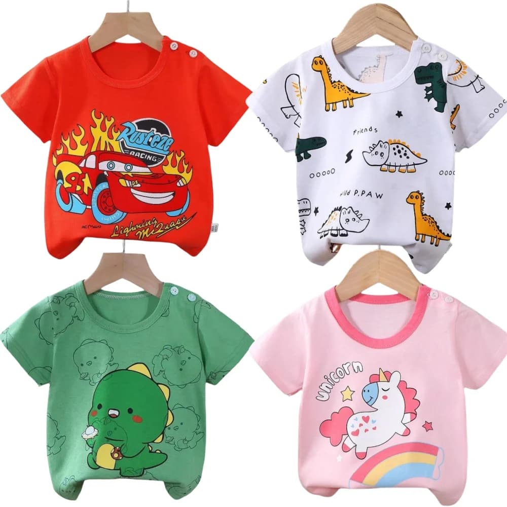 Abbigliamento per bambini T-shirt Abbigliamento per bambini Ragazzi Ragazze Estate Cartoon Top Abiti a maniche corte Abbigliamento per bambini traspirante in cotone
