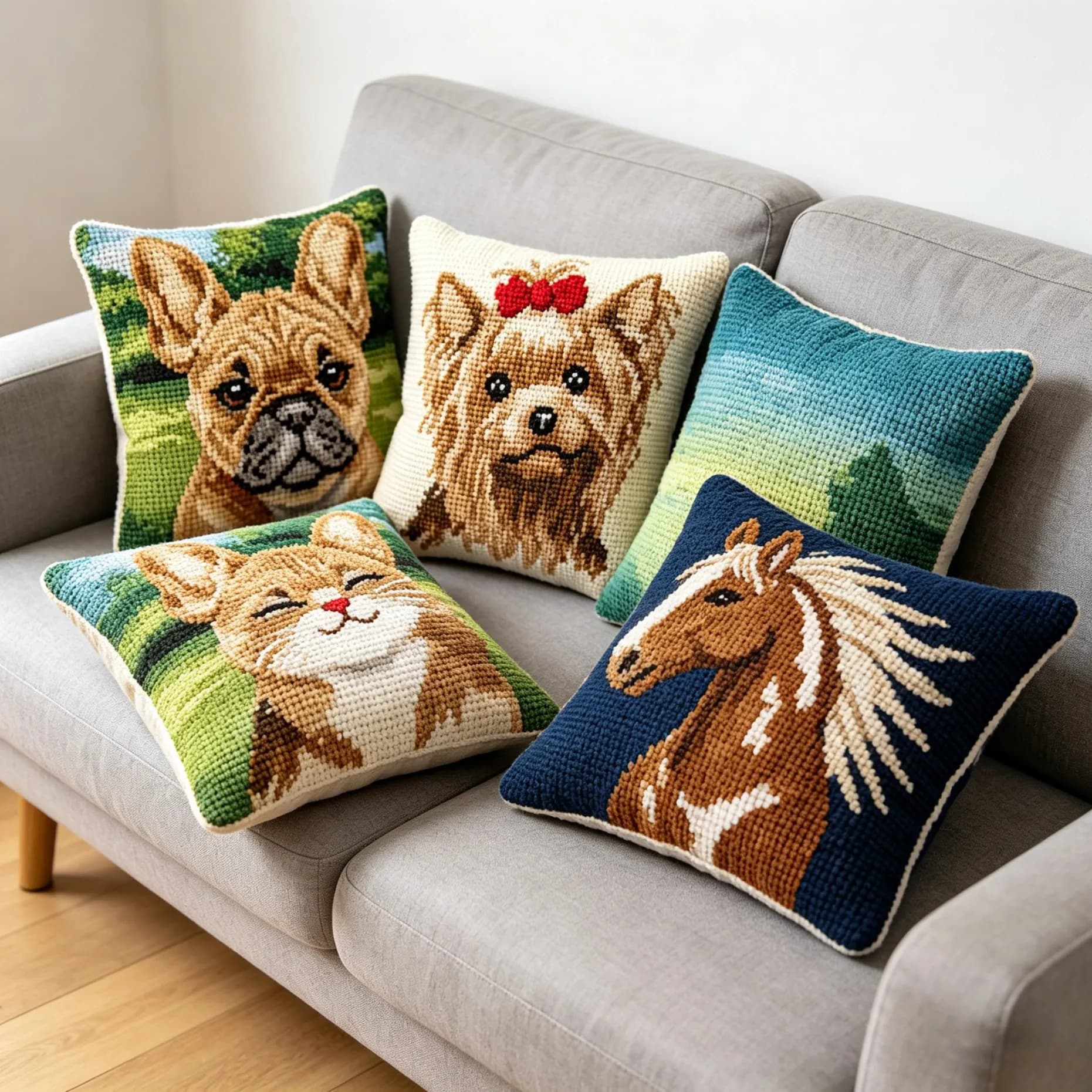 DIY Latch Hook Animals Dog Cushion cover carpet embroidery Latch Hook Kits Pillowcase Knitted Knot hobbies art and craft adults