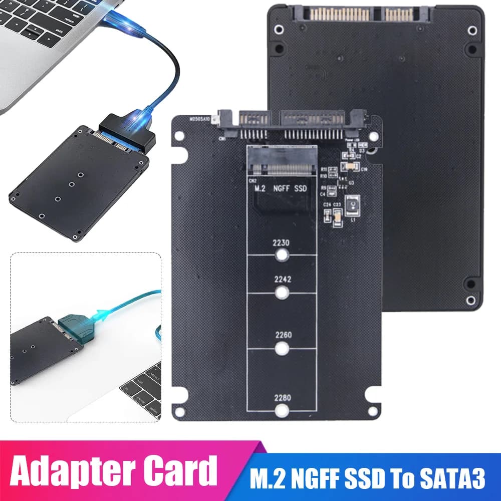 M.2 NGFF SSD To SATA3 External Hard Drive Box 6Gbps Hard Disk Adapter Board M.2 NGFF To SATA3.0 Adapter Card for PC