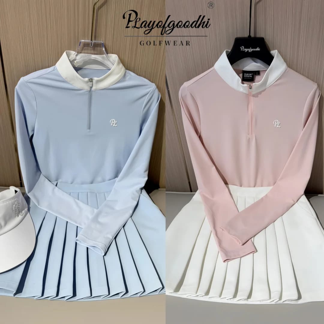 PLA Completo da golf da donna Collezione autunnale Set da golf a maniche lunghe Abito da golf stile coreano Abbigliamento da tennis traspirante ad asciugatura rapida