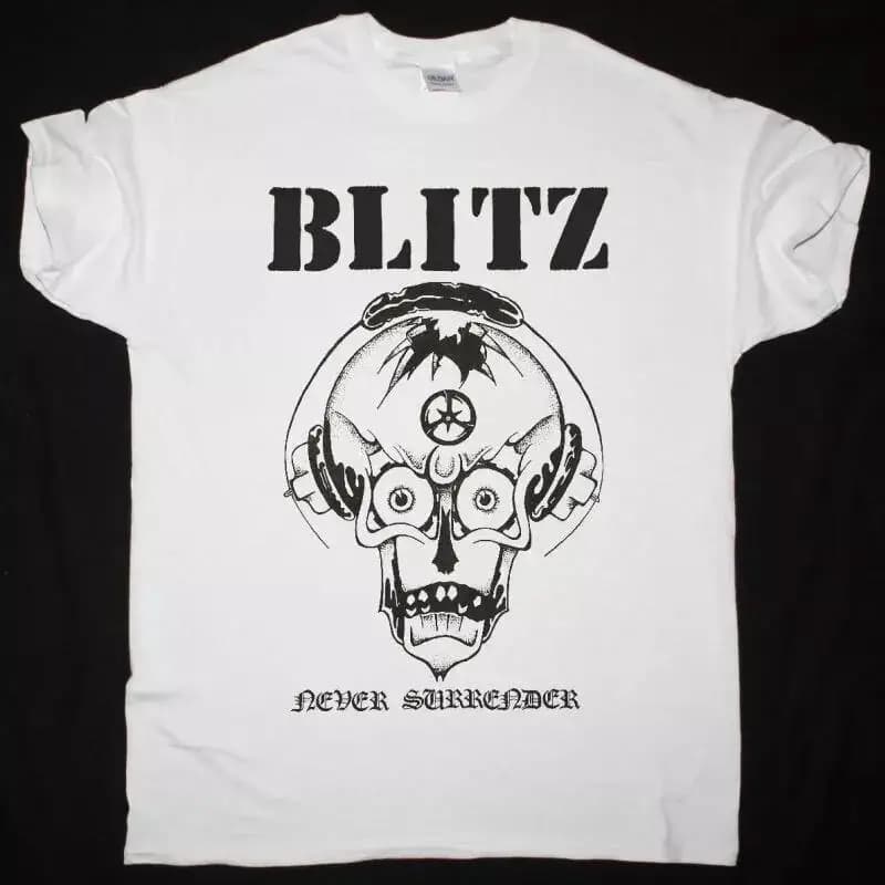 BLITZ NEVER SURRENDER NEW WHITE T SHIRT