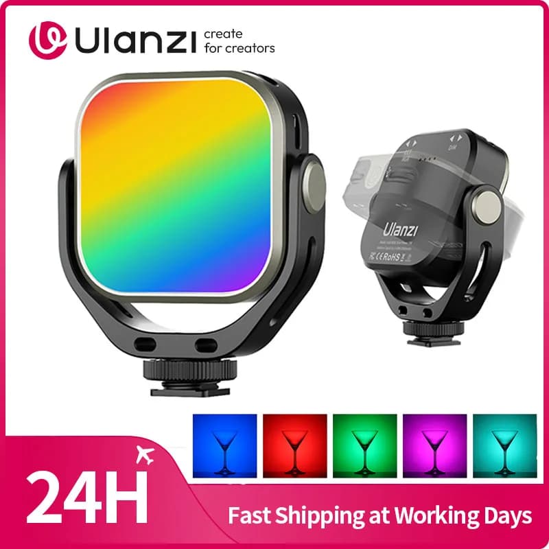 ​ Ulanzi VL66RGB Luce di riempimento RGB bicolore Luce video girevole per clip per smartphone con fotocamera con pattino freddo per streaming live Vlog