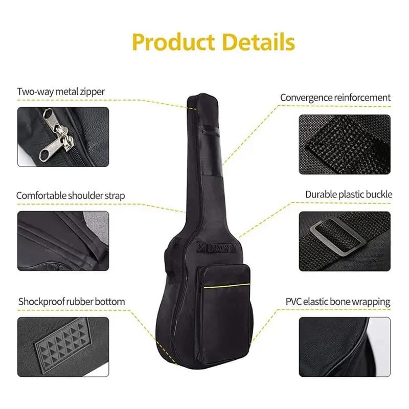 A61P Set di 2 Custodie per Chitarra, Borsa per Chitarra da 41 Pollici, Custodia per Chitarra Elettrica, per Chitarra Acustica Classica, Ukulele, Basso