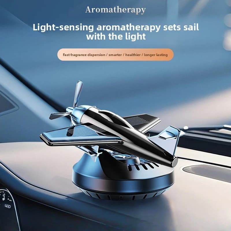 Nuovo deodorante per auto a energia solare con rotazione a forma di aeroplano, supporto per profumo per auto, decorazione profumata per interni auto