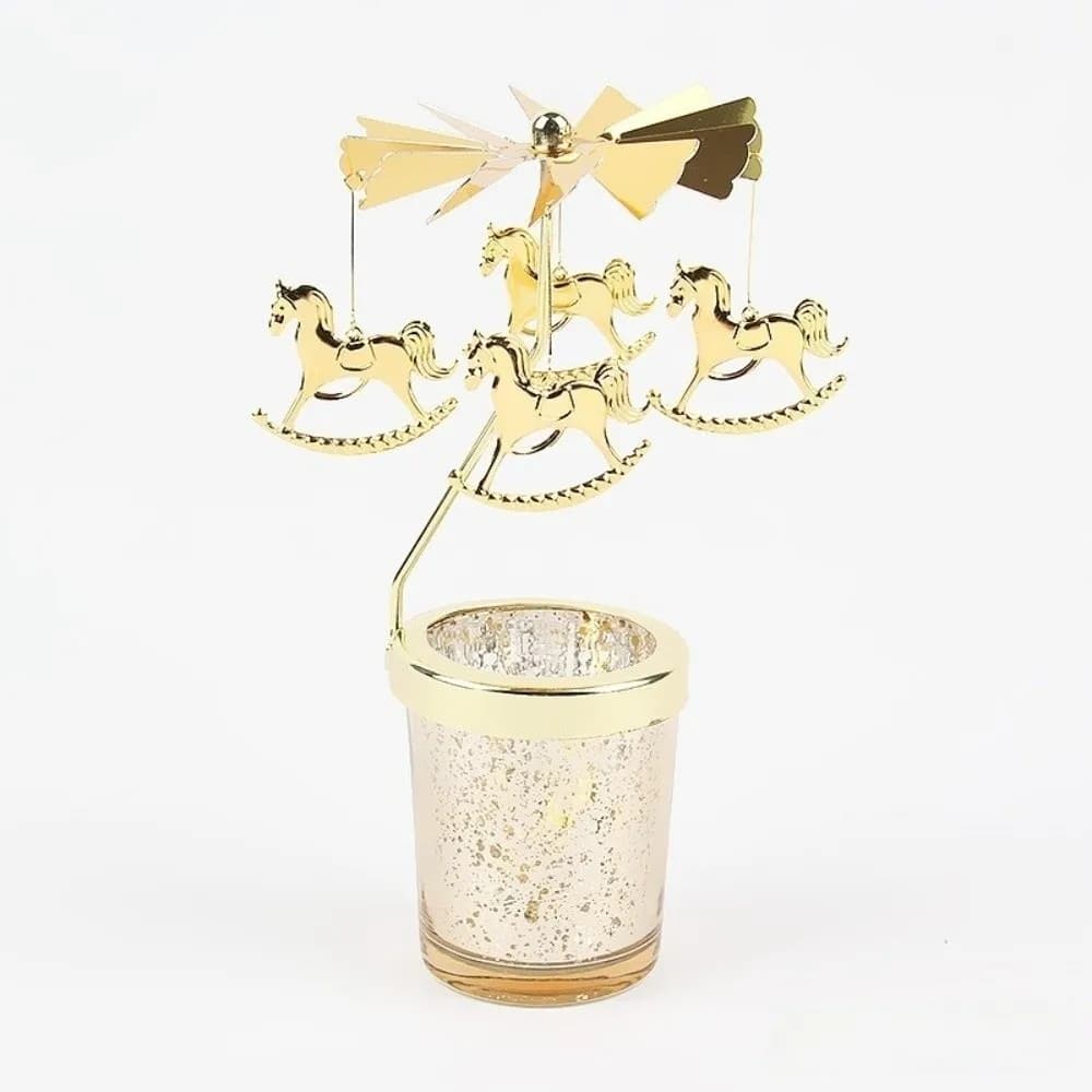 Golden Rotating Candle Stick Holder Home Decoration Christmas Gift Candle Holders Room Decor Fairy Rotating Candlestick Home