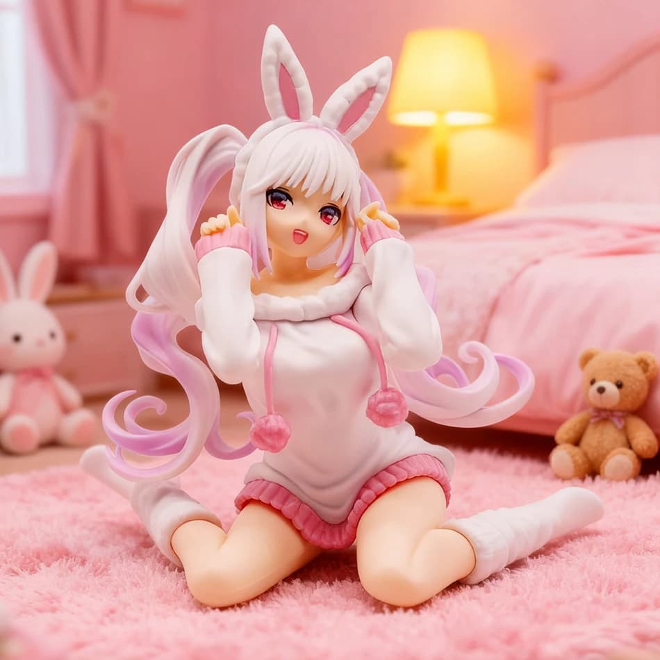 Anime Figure Kawaii Bunny Girl Pajama Desktop Ornament Decoration Cute Manga Collectible Gifts for Fans Poseable Model Toy