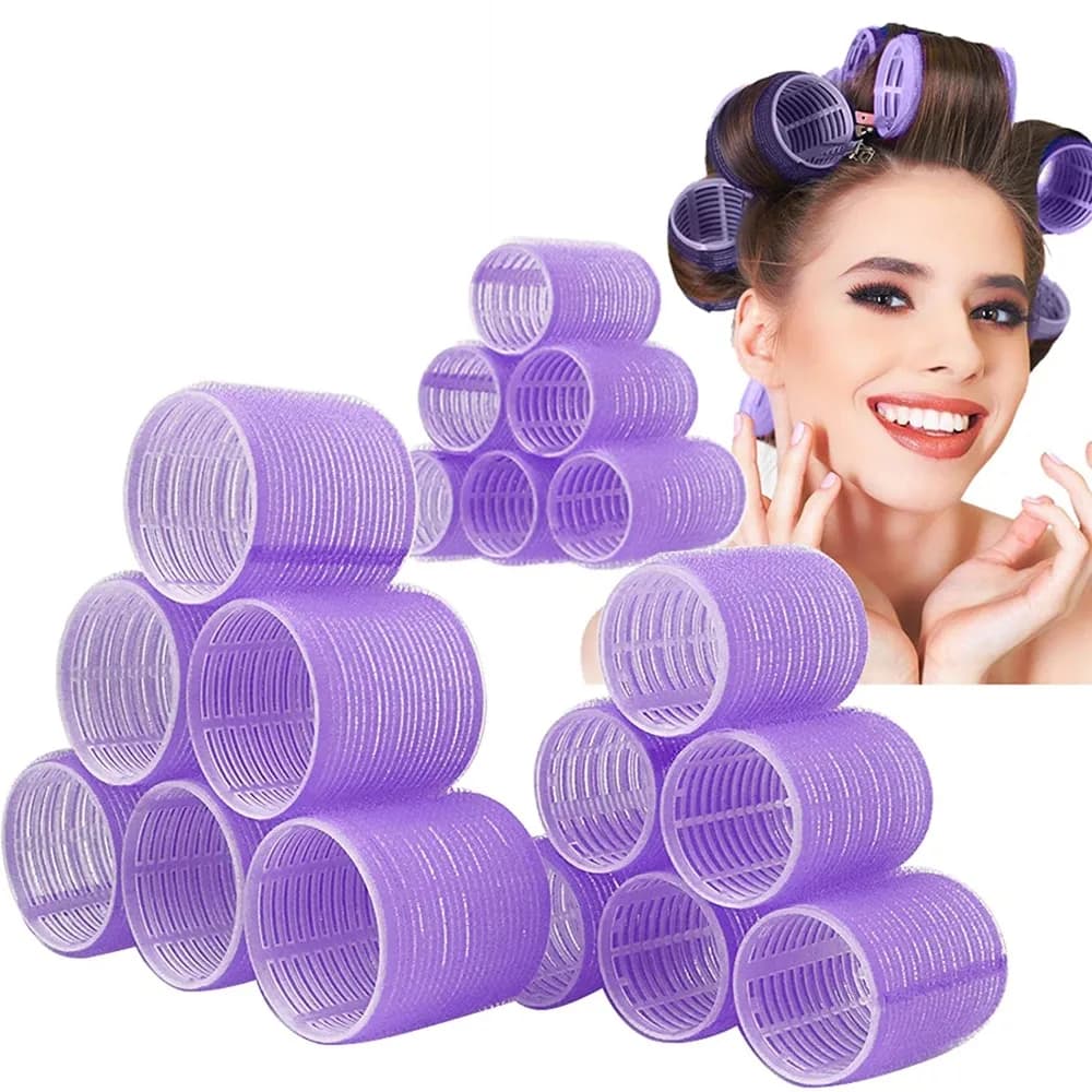 6 Pz/Bag Bigodini Auto Grip Hooks Bigodini Non Calore Rollers Salon Dressing Bigodini sticky Tools for Hair Styling Size Jumbo