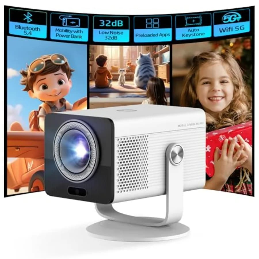 Proiettore Smart Portatile HP MC400 Mini con WiFi e Bluetooth, Supporto 4K a Corto Raggio, Mirroring Wireless 1080P Integrato