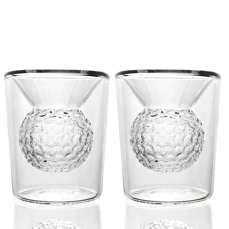 AB34-Golf Ball Shot Glass Set di palline da golf artigianali in borosilicato a doppia parete da 2 Oz