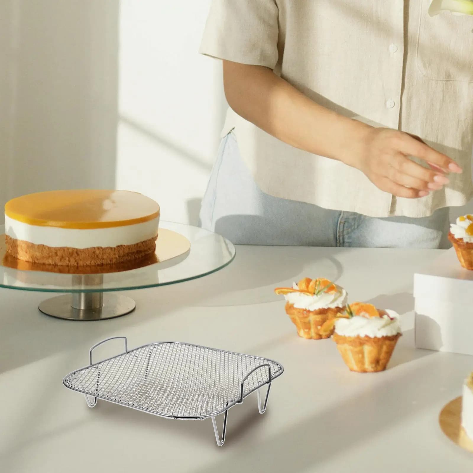 Griglia per Friggitrice ad Aria in Acciaio Inossidabile, Griglia Creativa per Cottura a Vapore, Accessori per Friggitrice ad Aria, Griglie da Cucina, Forniture da Cucina