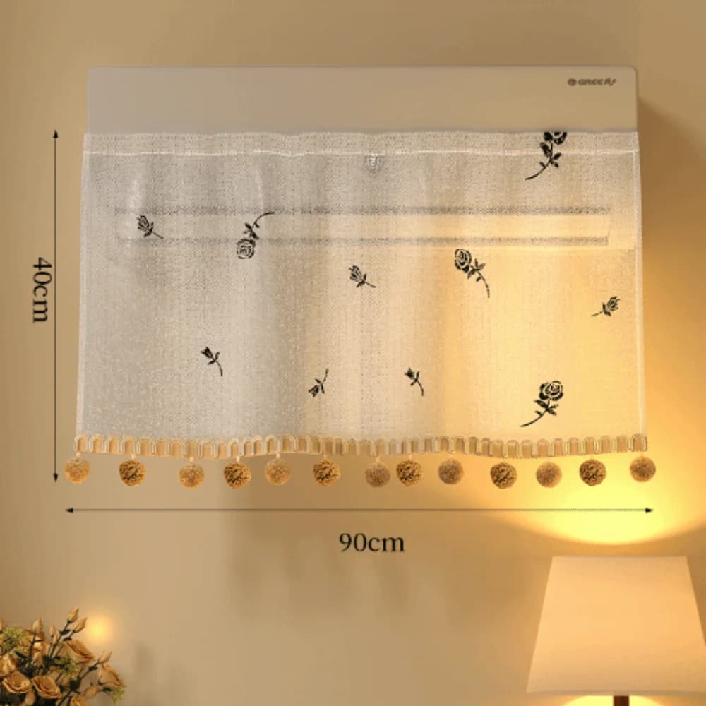 Removable Air Conditioner Windshield Curtain Washable With Tassels AC Wind Deflector Cover Air Conditioner Dustproof Curtain