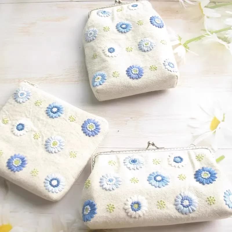 Kit fai da te per ricamo per principianti, set completo di cucito artigianale con tessuto e filo prestampati, crea la tua borsa fatta a mano