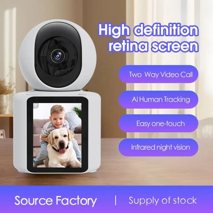 Protezione di sicurezza wireless da 2 MP Videocamera per chiamate WIFI Baby Monitor Schermo TFT da 2,8 pollici Pulsante Chiamata PTZ Monitoraggio automatico IP HD Cam