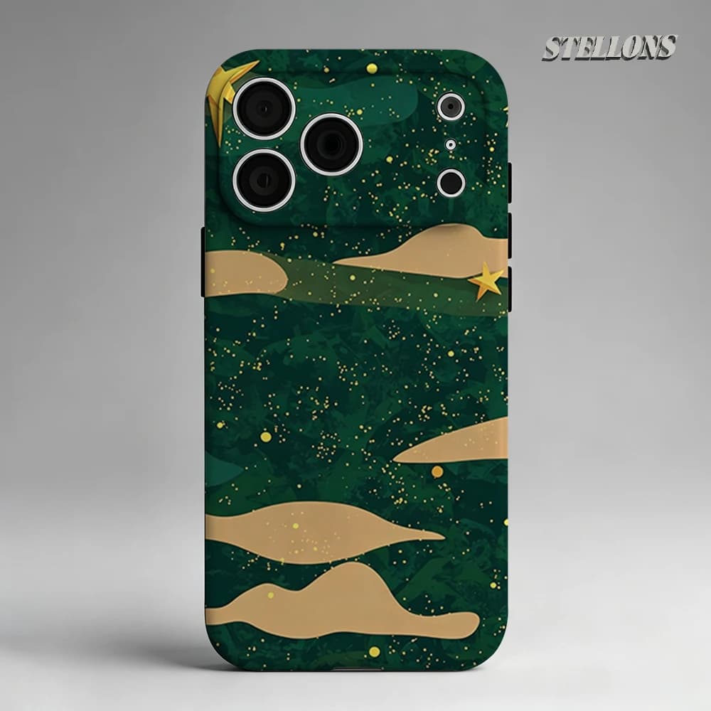 Custodia per telefono Green Starry Sky con supporto magnetico per iPhone 17 16 15 14 13 Pro Max Plus, custodia robusta a strato singolo/doppio