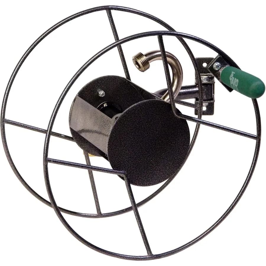 Compact and versatile garden hose with swivel and mounting options for efficient outdoor storage Design with 180 degree pin