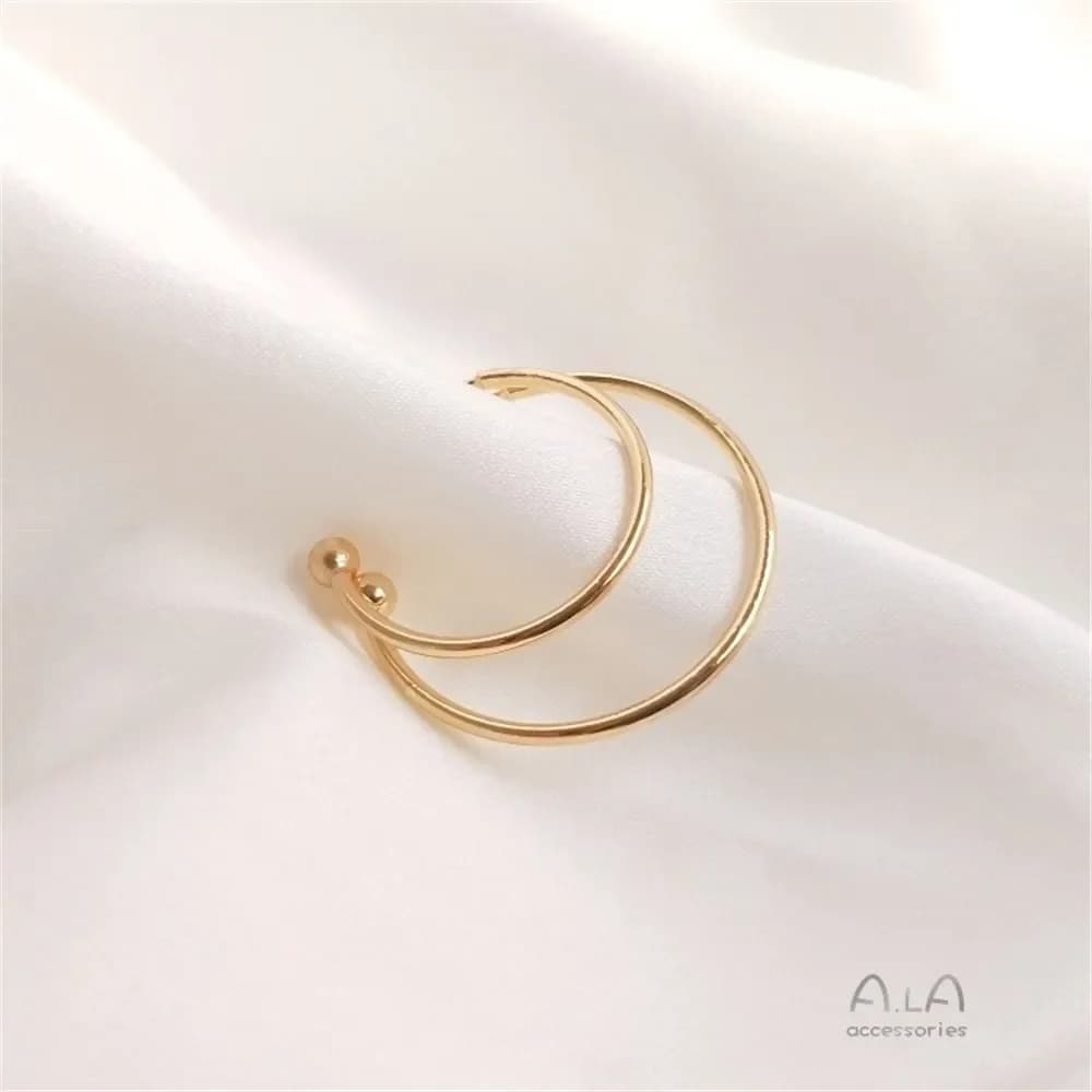 Confezione in rame Orecchini semicircolari in vero oro 14 carati Orecchini a forma di C Orecchini fatti a mano fai da te Accessori Materiale E016