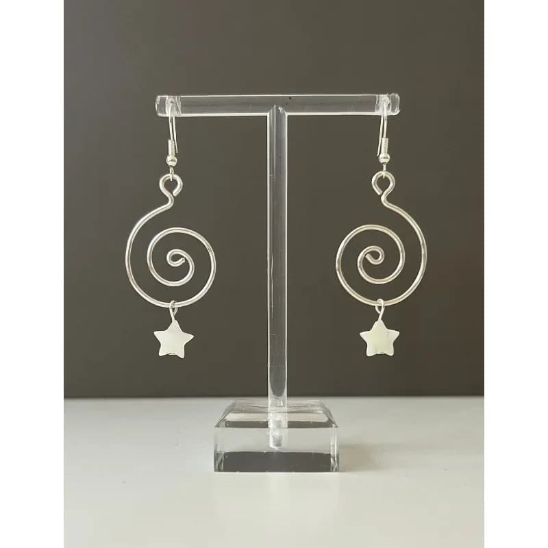 Orecchini a stella a spirale color argento Strega celeste fatta a mano Regalo per la festa della mamma Amico Donna Boho Gioielli hippy Carino gotico