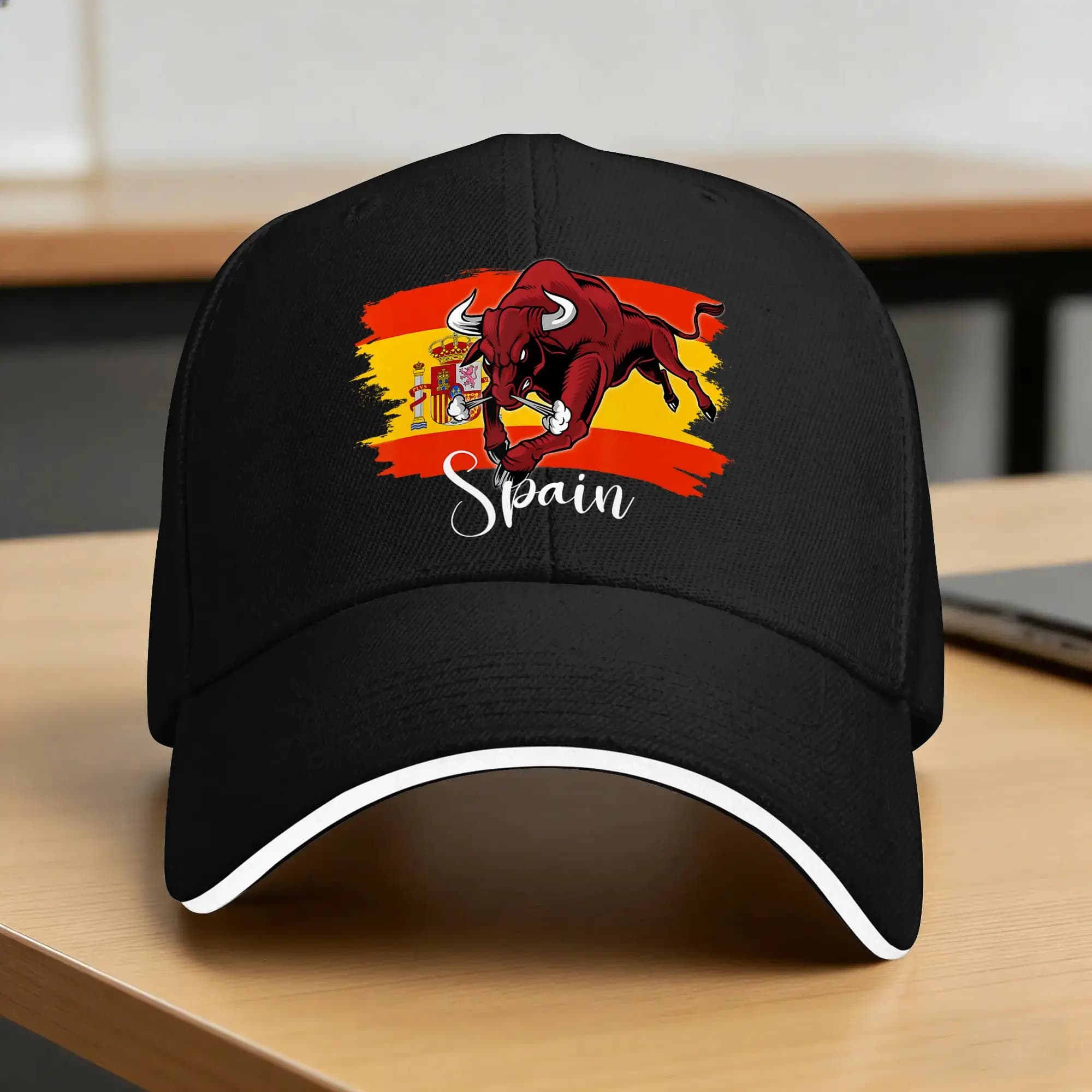 Spanish Souvenir Espana Flag Spain Bull Baseball Cap Vintage Men Women Trucker Hat Adjustable Custom Logo Hippie Baseball Caps
