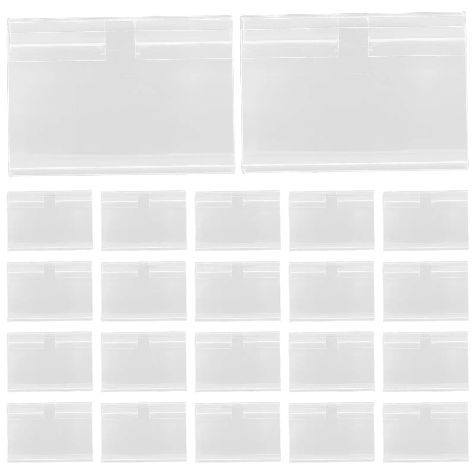 60 Set di Portaetichette Trasparenti in Plastica, Clip in PVC Trasparente per Etichette di Prezzo per Scaffali di Supermercati e Espositori