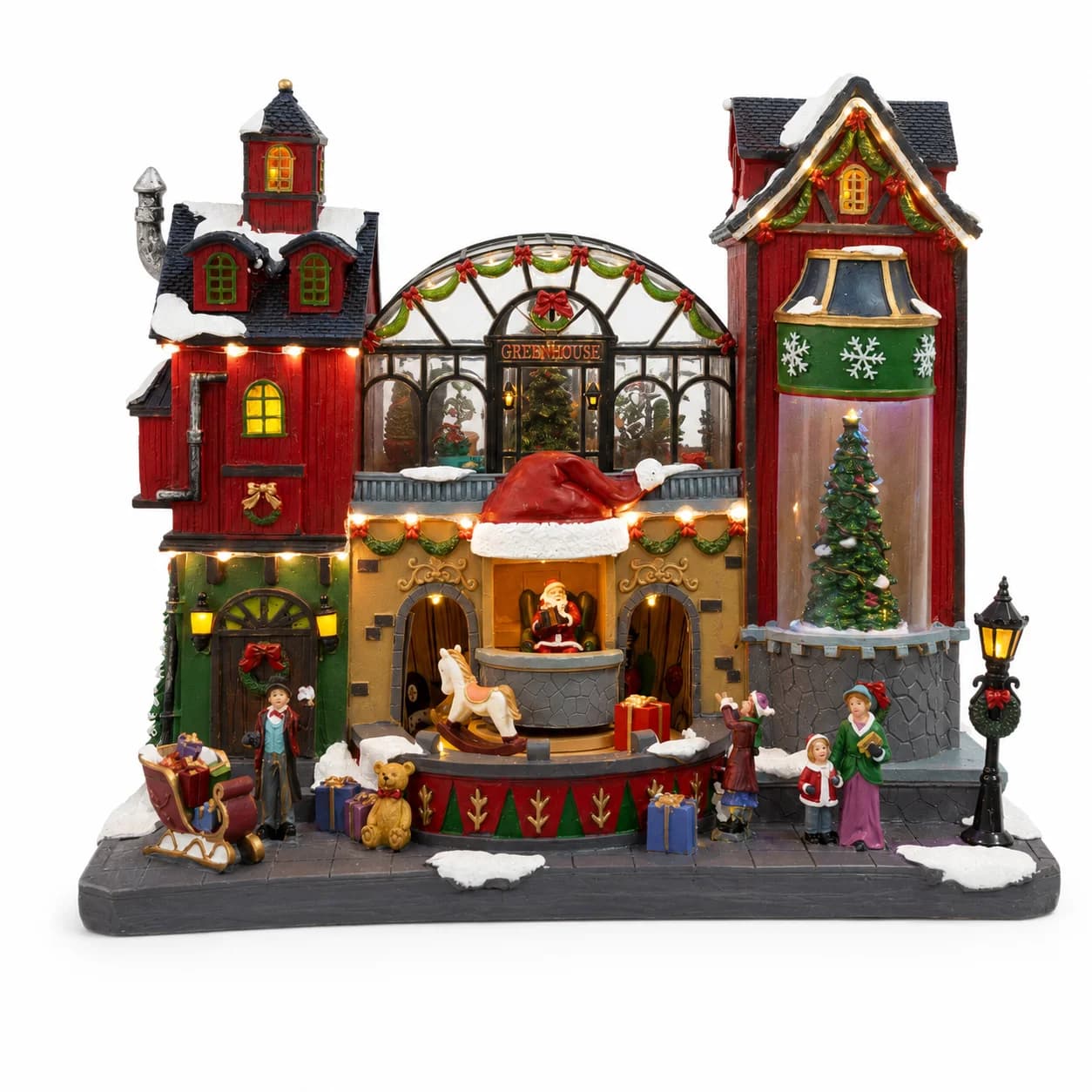 Lakefront Ice Skating Large Village, Christmas Music Ornament, Spinning Figurines, Desktop Display Decoration, Home Gift
