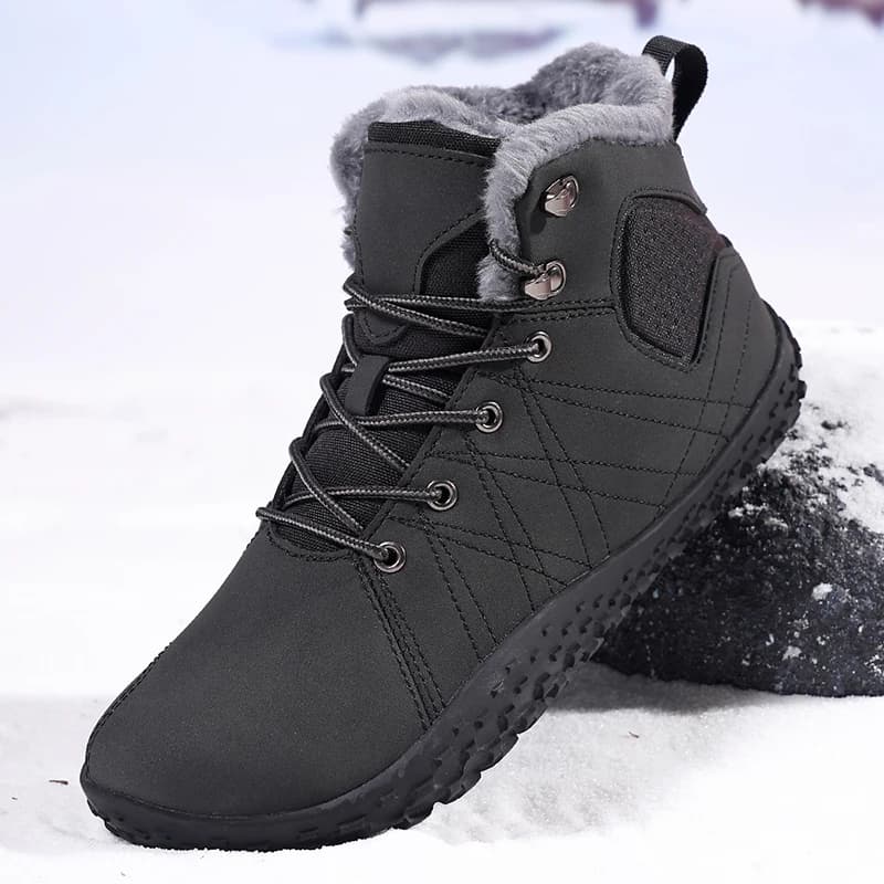 Men Mid-Top Fleece Lined Snow Boots Extra Wide Toe Large Size 48 Non Slip Outdoor Hiking Boots Winter Warm Boots