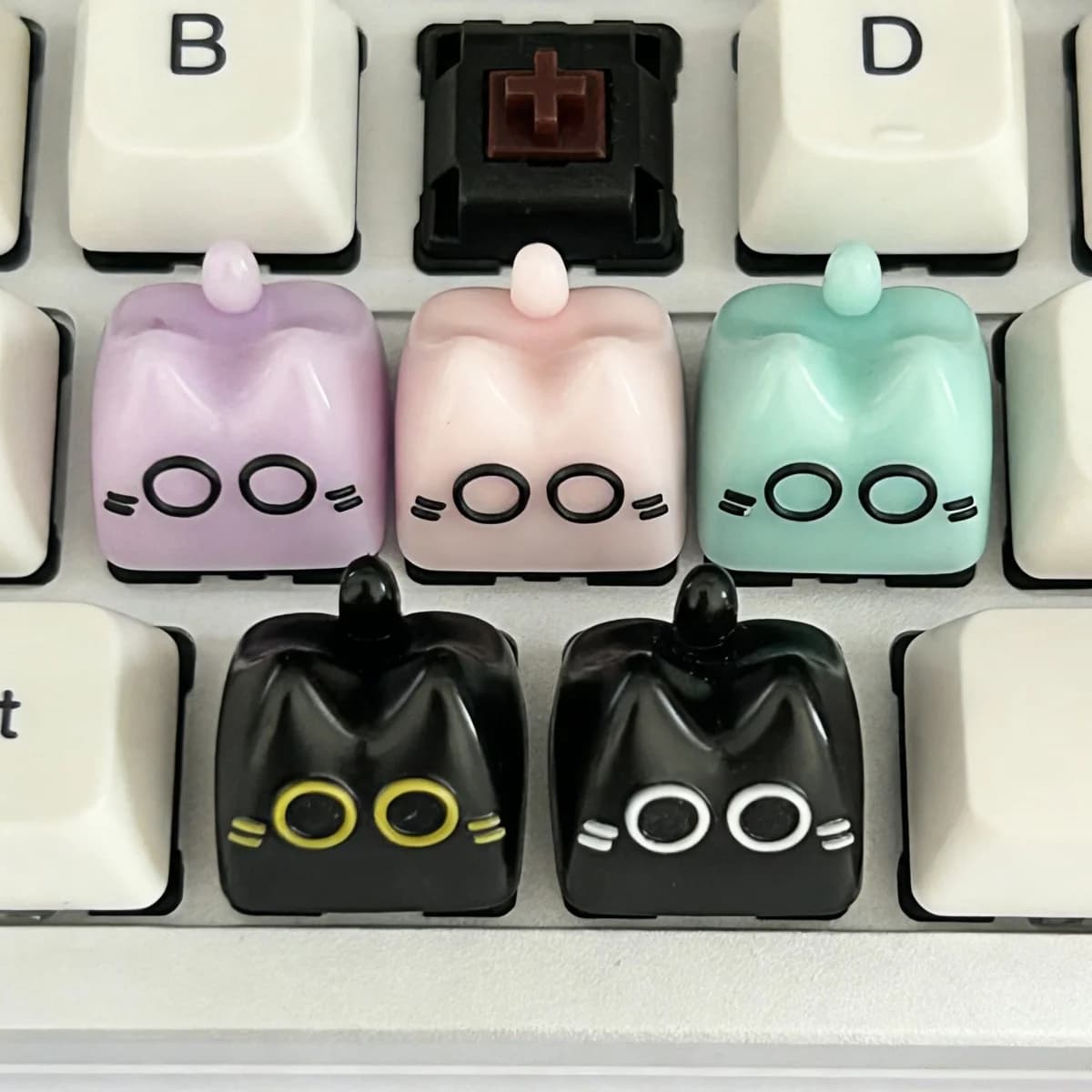 Keycap a Tema Gatto Artigianali Adorabili, Tasti Personalizzati in Resina per Tastiera Meccanica, Accessori per Giochi, Regalo