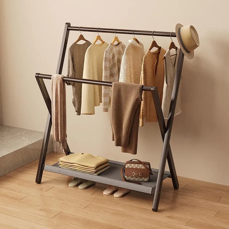 Folding Coat Rack Standing Coats Racks Multifunctional Floor Clothes Hanger Aesthetic Bedroom Clothing Holders Storage Furniture