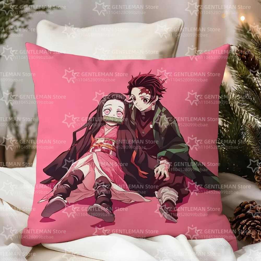 Anime Demon Slayer Kochou Shinobu Stitch Lucky Dragon Pillow Cover Sofa Cushion Cover Home Room Decoration Children Gift