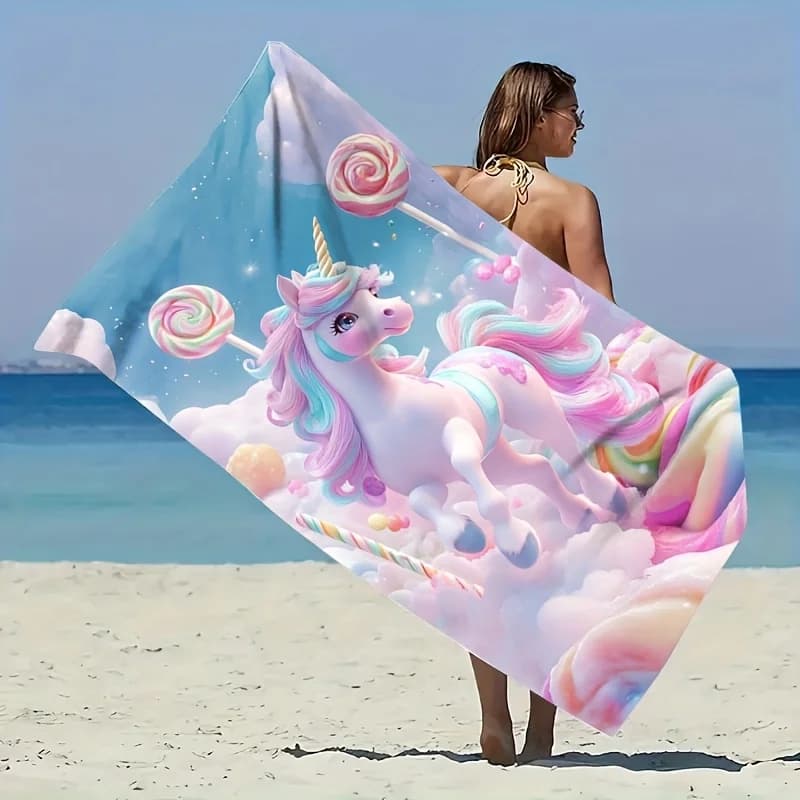 Asciugamano da spiaggia con motivo unicorno, adatto per spiaggia, piscina, viaggi in campeggio, yoga, fitness, spiaggia multiuso