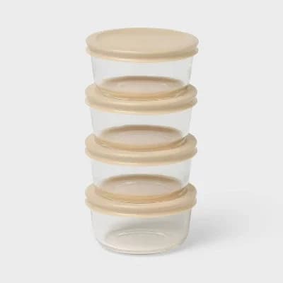 8pc (Set of 4) Round Glass Food Storage Container Set - Room Essentials™