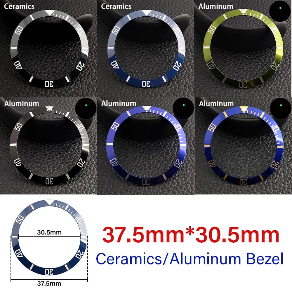 Ghiera inclinata da 37,5 mm per orologio, adatta per la sostituzione degli inserti della ghiera dell'orologio, ghiera in ceramica/alluminio per orologi da uomo