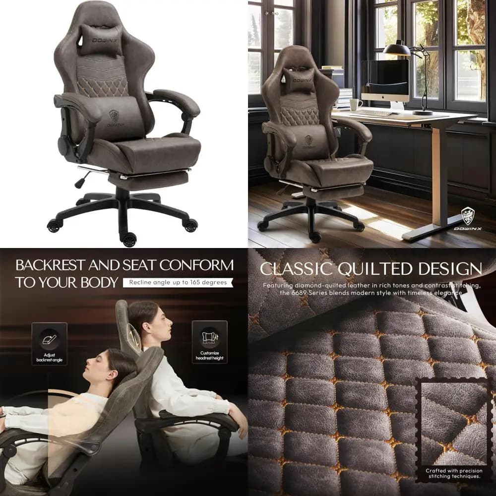 Sedie ergonomiche reclinabili per videogiochi per adulti: sedile da gioco grande e alto con poggiapiedi, schienale alto imbottito per il massimo comfort