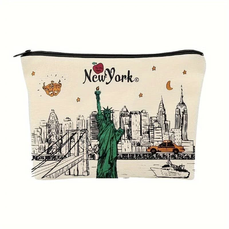 A NewYork bag: a nice multifunctional case with zipper for woman, a bag to store jewelry, a perfect small travel bag with zipper.