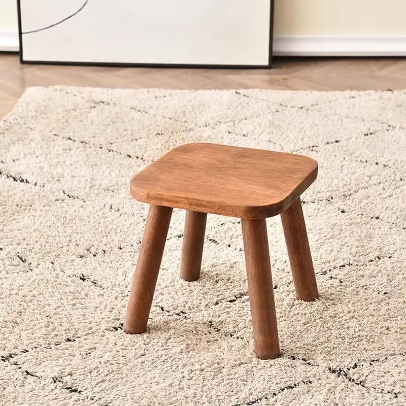 Sgabello Impilabile in Legno Massello, Sedia da Pranzo, Tavolino, Panca per Soggiorno, Arredamento per la Casa