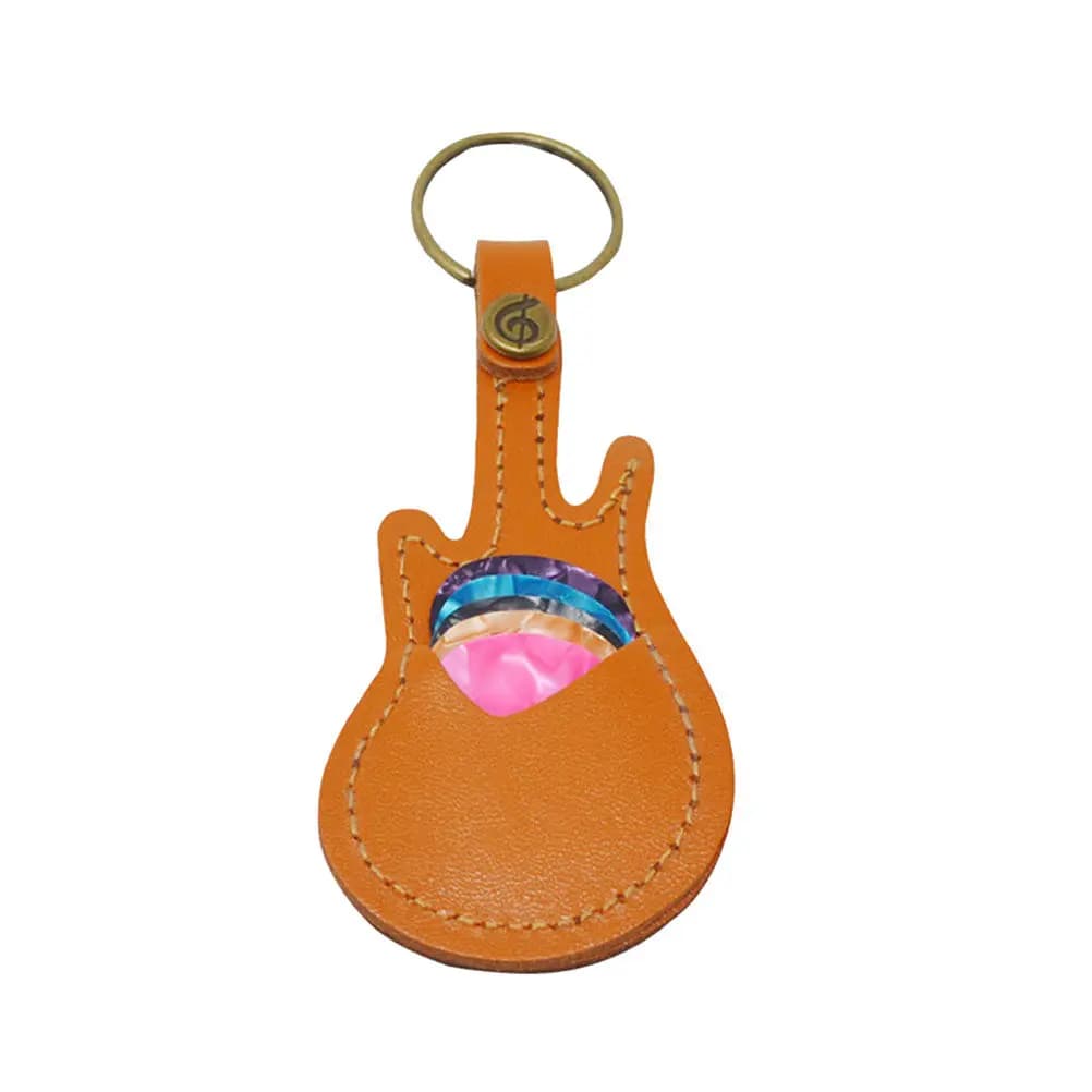 Set Porta Plettri con Anello in Rame, Custodia per Plettri da Chitarra, Accessorio Portachiavi per Facile Trasporto e Prevenzione della Perdita