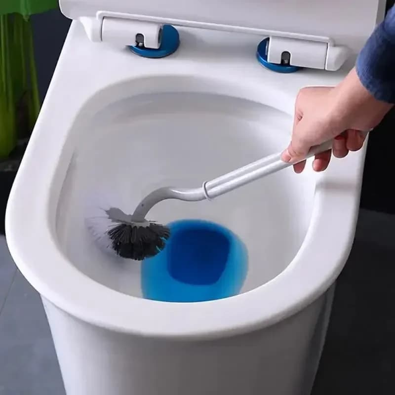 Scopino per WC tipo S a parete con testa piegata, setole morbide, detergente per spazi angolari, accessorio per strumento di pulizia del bagno