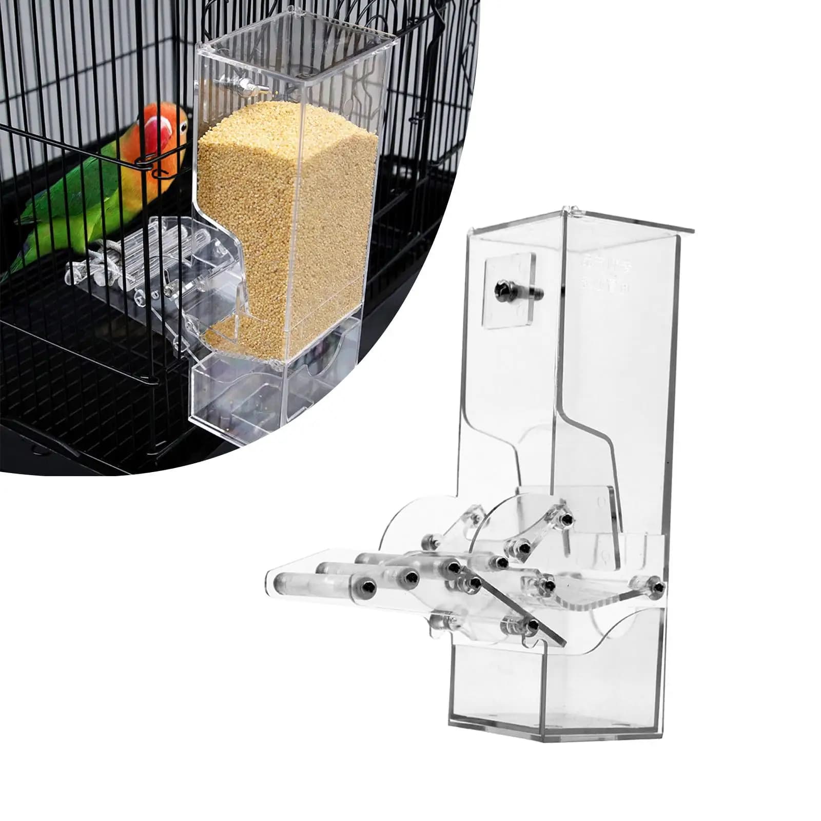Auto Bird Feeder Plastic Cage Food Dispenser Anti-splash Bowl Easy to Clean for Parrot Accessory Budgie Pet Supplies