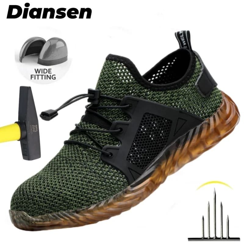 Scarpe da ginnastica leggere e traspiranti con punta in acciaio Scarpe antinfortunistiche indistruttibili antiforatura Scarpe protettive di sicurezza antiscivolo per uomo