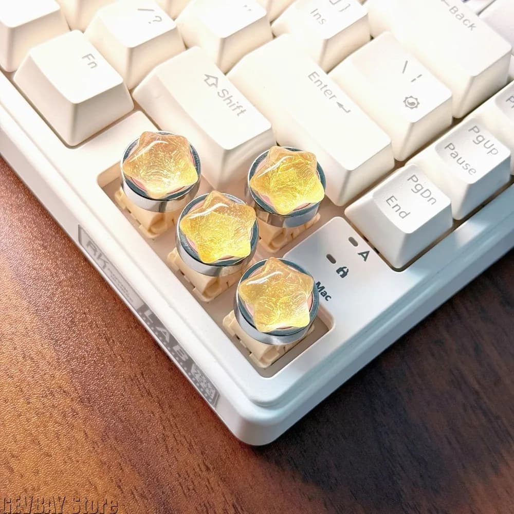 4 pcs of cute star shaped keyboards, translucent soft design, custom gift for mechanical keyboard accessories for girl