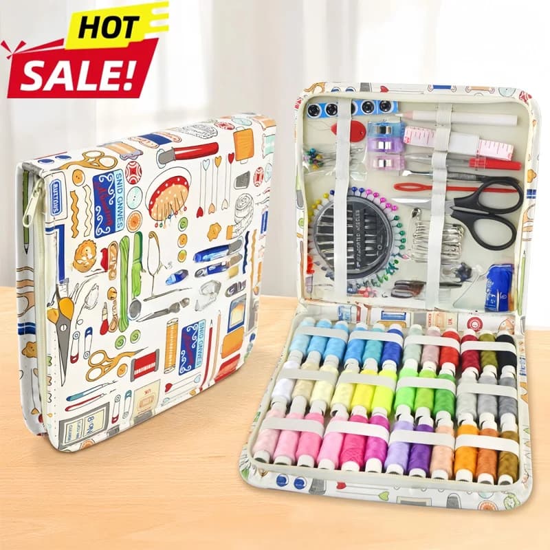 Kit Completo per Cucito con Fili, Aghi, Forbici, Metro a Nastro, Bottoni, Set Portatile da Viaggio per Ricamo e Lavori Manuali Consegna veloce 4-6 giorni Arrivo
