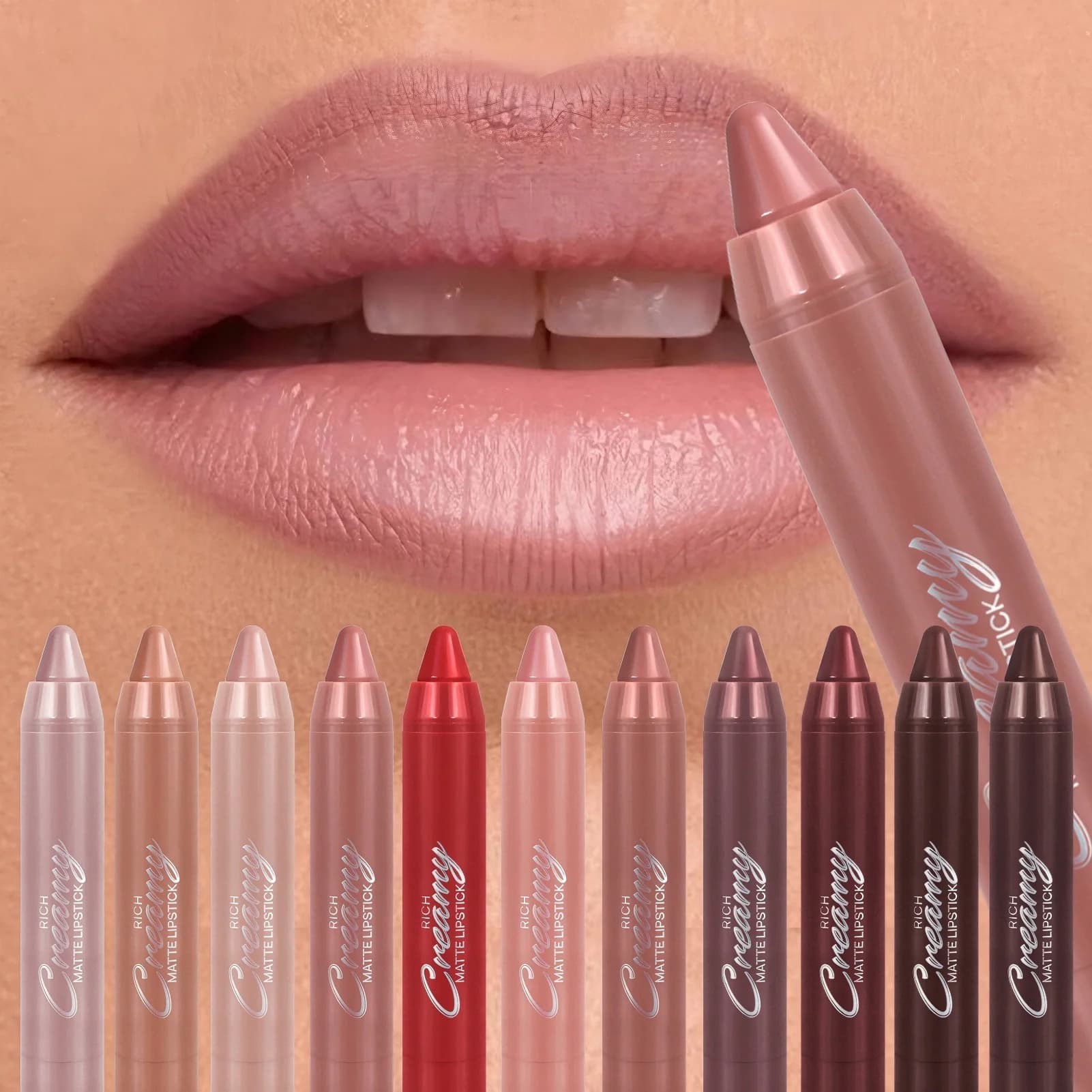 12 Colori Rossetti Liquidi Opachi in Velluto a Lunga Durata Impermeabili, Matita Labbra Rossa Sexy, Tinta Labbra a Lunga Tenuta, Cosmetico
