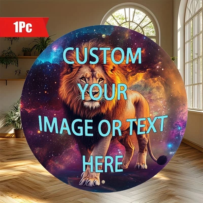 Cartello piatto 2D personalizzato per esterni rotondo 20,32 cm x 20,32 cm Iron Street personalizzato con informazioni sui testo Immagine fotografica - Piastra in ferro Si