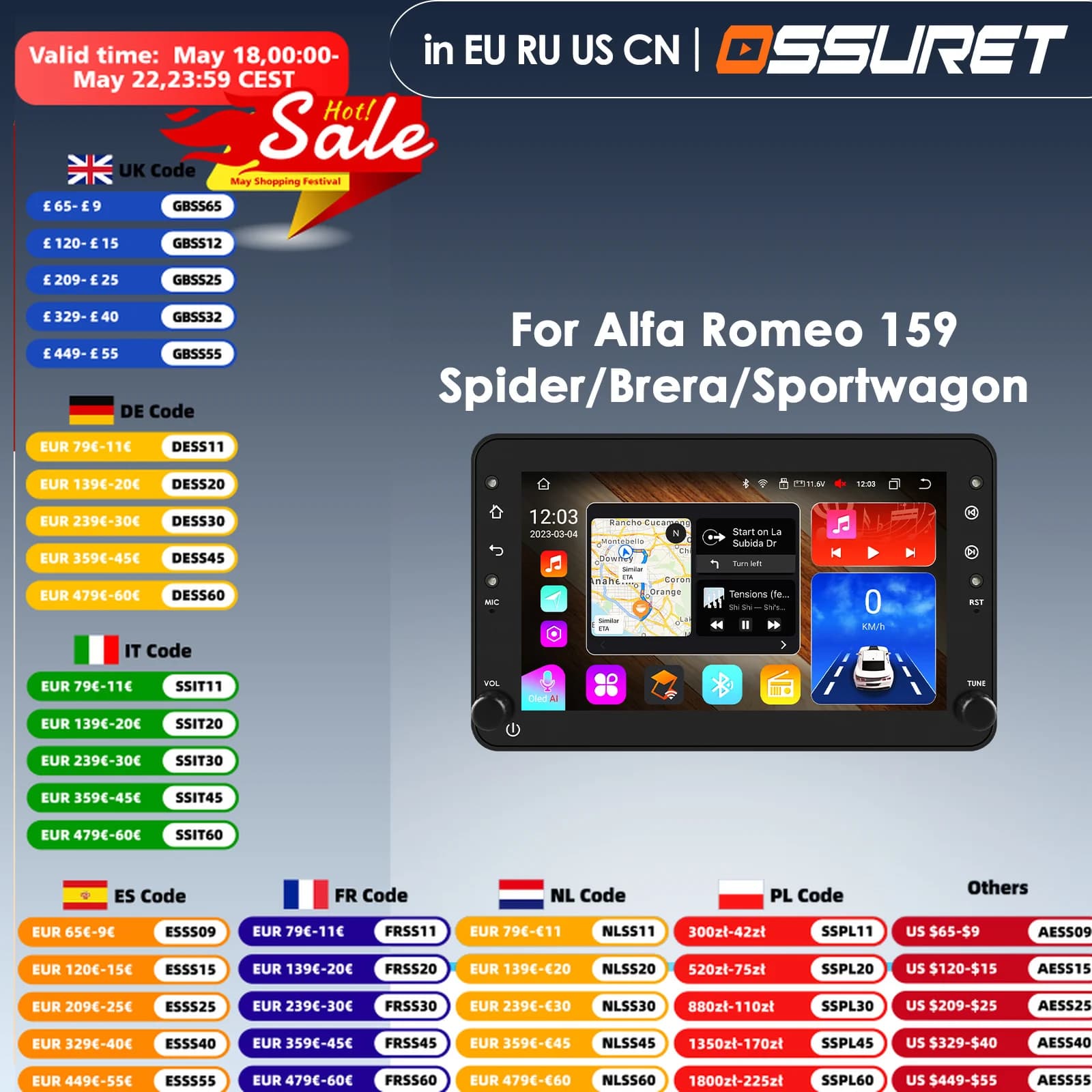 Autoradio 8G + 128G per Alfa Romeo Brera Spider 159 Sportwagon Wireless CarPlay Android Auto Car sistemi intelligenti AI 2Din Video