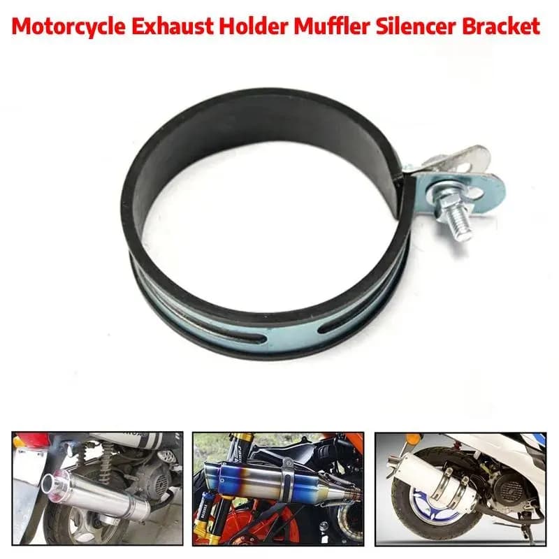 Morsetto per marmitta di scarico moto Staffa di supporto per tubo di scarico Anello fisso Gancio per fascia Staffa di supporto da 60/88 mm