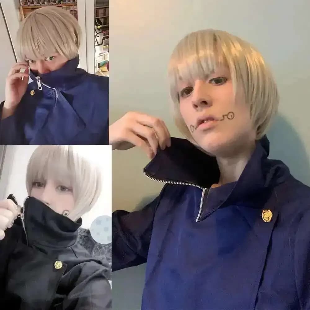 Nuovo Costume Cosplay Anime 2026: Uniforme Scolastica Jujutsu Kaisen, Pantaloni, Tatuaggi, Parrucca Inumaki Toge per Halloween